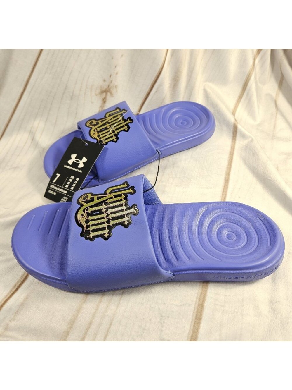 Under Armour Ansa Graphic Logo Slides Mens 7 Lavender Purple Sandal 3024435-402